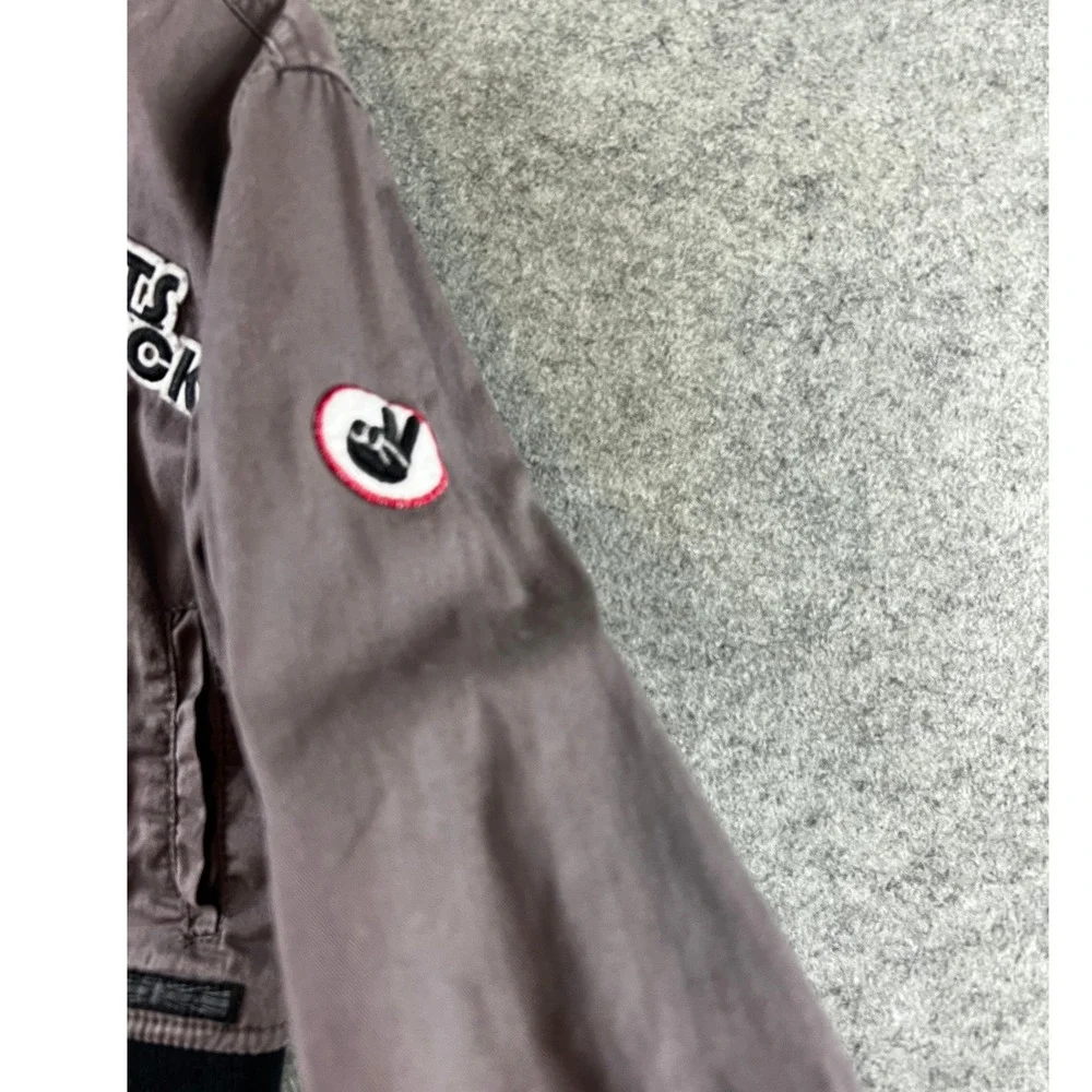 Hudson Kids Gray Rock and Roll Patch Bomber Jacket Size 5 Full Zip Cotton Coat